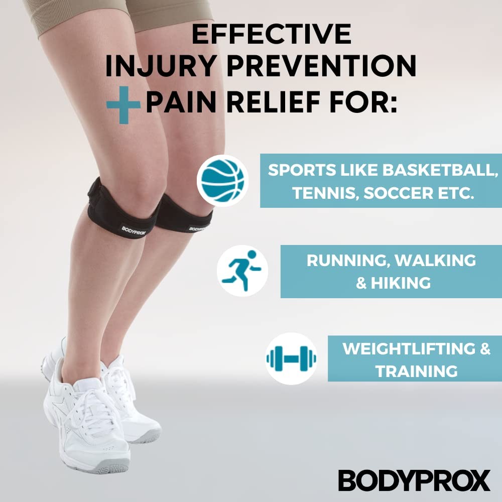 Bodyprox Patella Tendon Knee Strap 2 Pack, Pain Relief Support One Size
