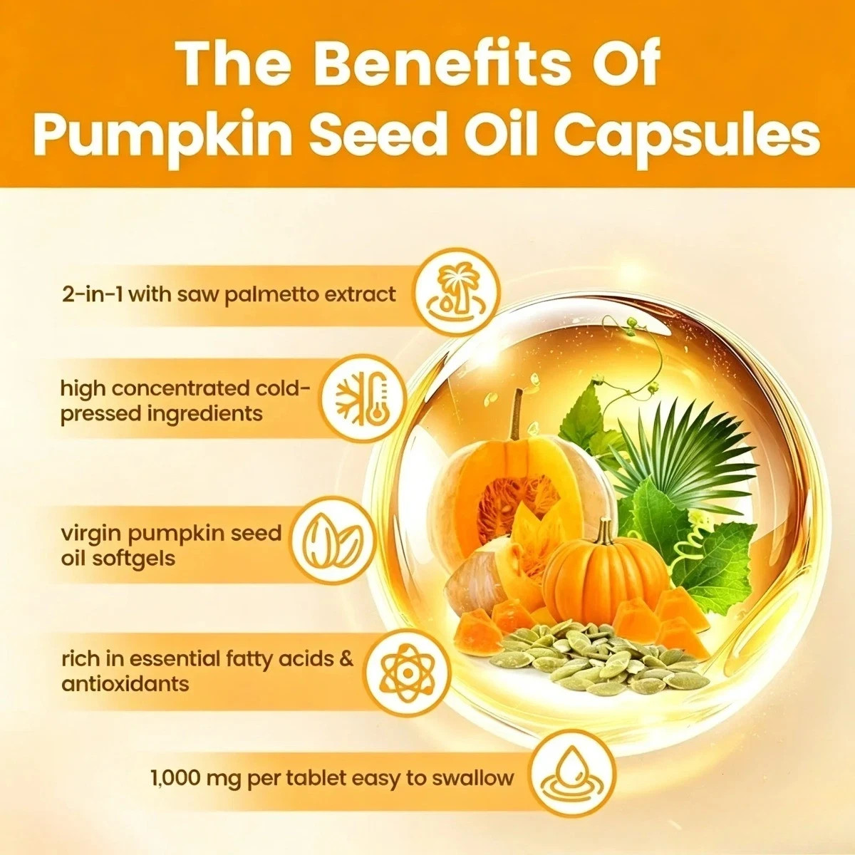 Pumpkin Seed Oil 1000mg Saw Palmetto 300 Softgels Men Prostate & Urinary Health