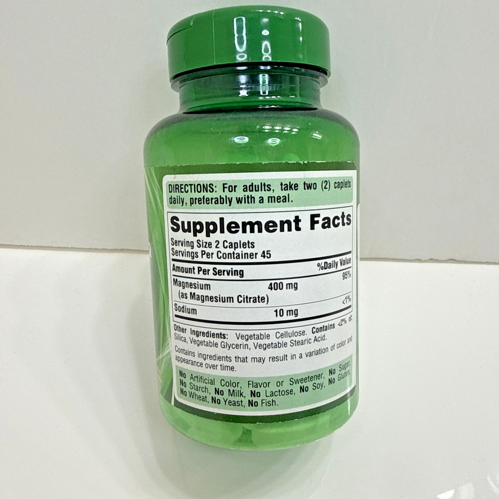 Puritans Pride Magnesium Citrate 200 mg – 90 Coated Caplets – 2 PACK – EXP 02/28