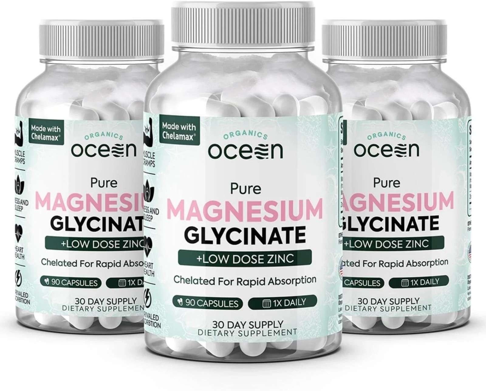 Organics Ocean Pure Magnesium Glycinate Zinc Strength Chelated Fast Postage