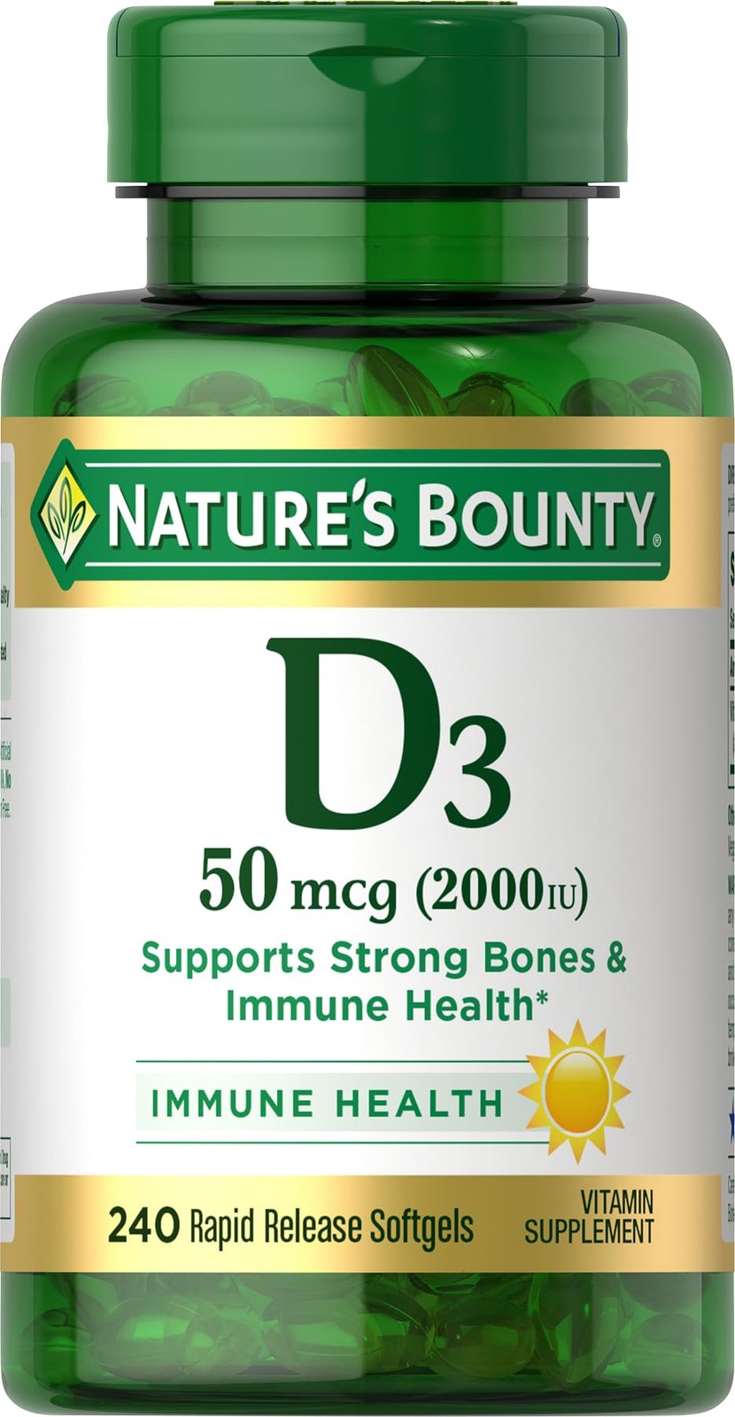 Nature’s Bounty Vitamin D3 2000IU Immune Support Softgels 240 Count