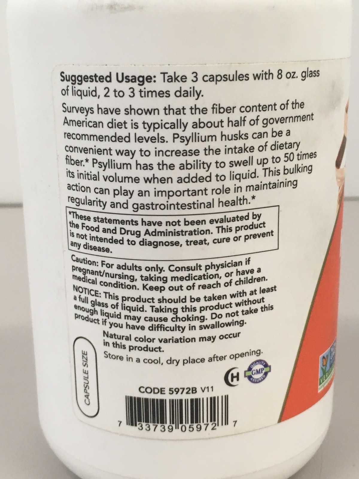 NOW Foods Supplements,Psyllium Husk Caps 500 mg, EXP 02/2029