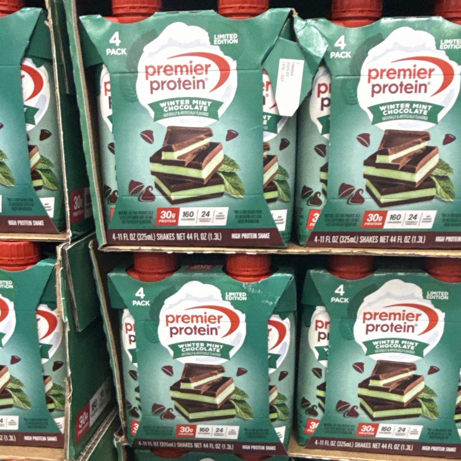 Premier Protein Winter Mint Chocolate Protein Shake RTD, High Protein, 4-Pack