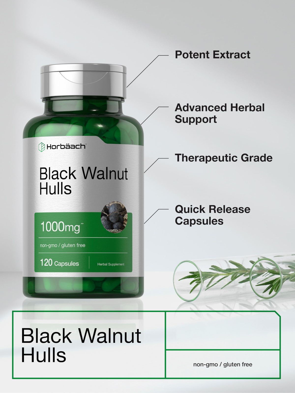 Black Walnut Hulls Capsules | 120 Count | 120 (Pack of 1)