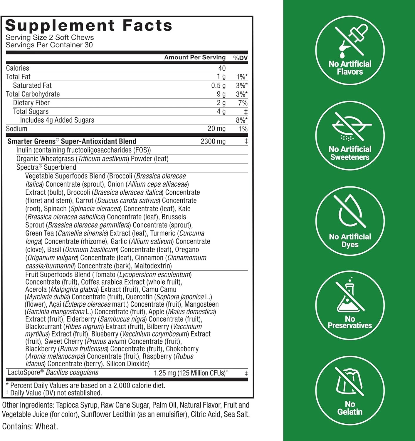 Smarter Greens Superfood Chews – Delicious Summer Berry, 60 Count for Gut Health
