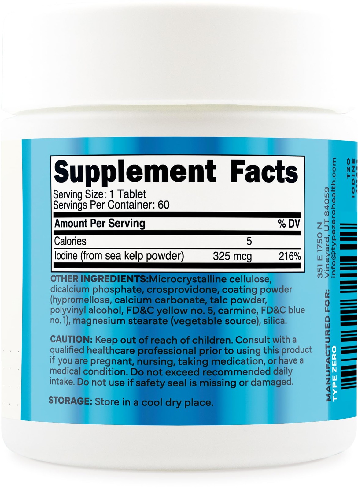Clean Iodine Tablets (60 Servings, 325 MCG Per Serving) – from Sea Kelp, Non-…