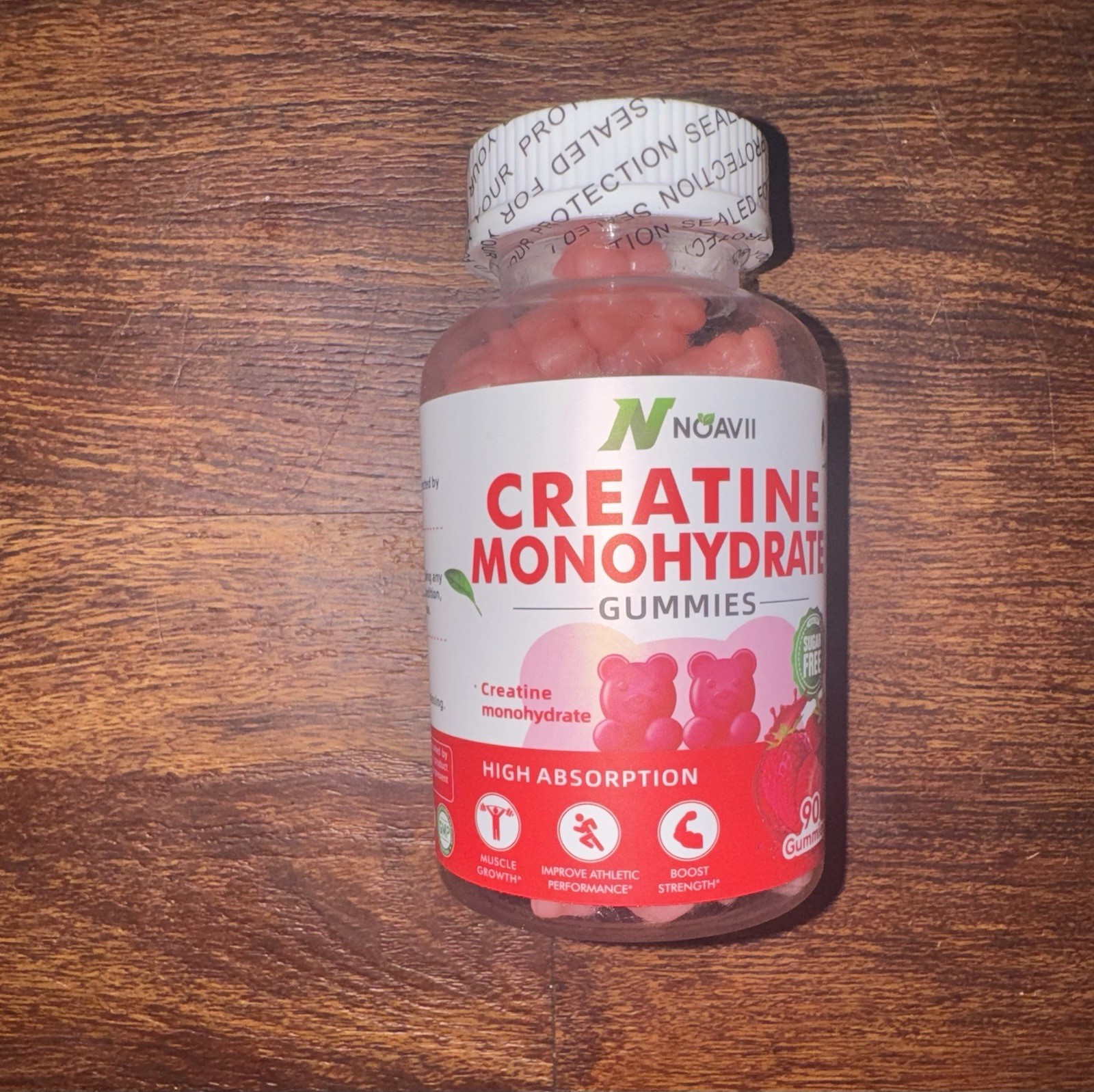 Noavii Creatine Monohydrate Gummies Strawberry Sugar Free 90 count exp: 05/2027