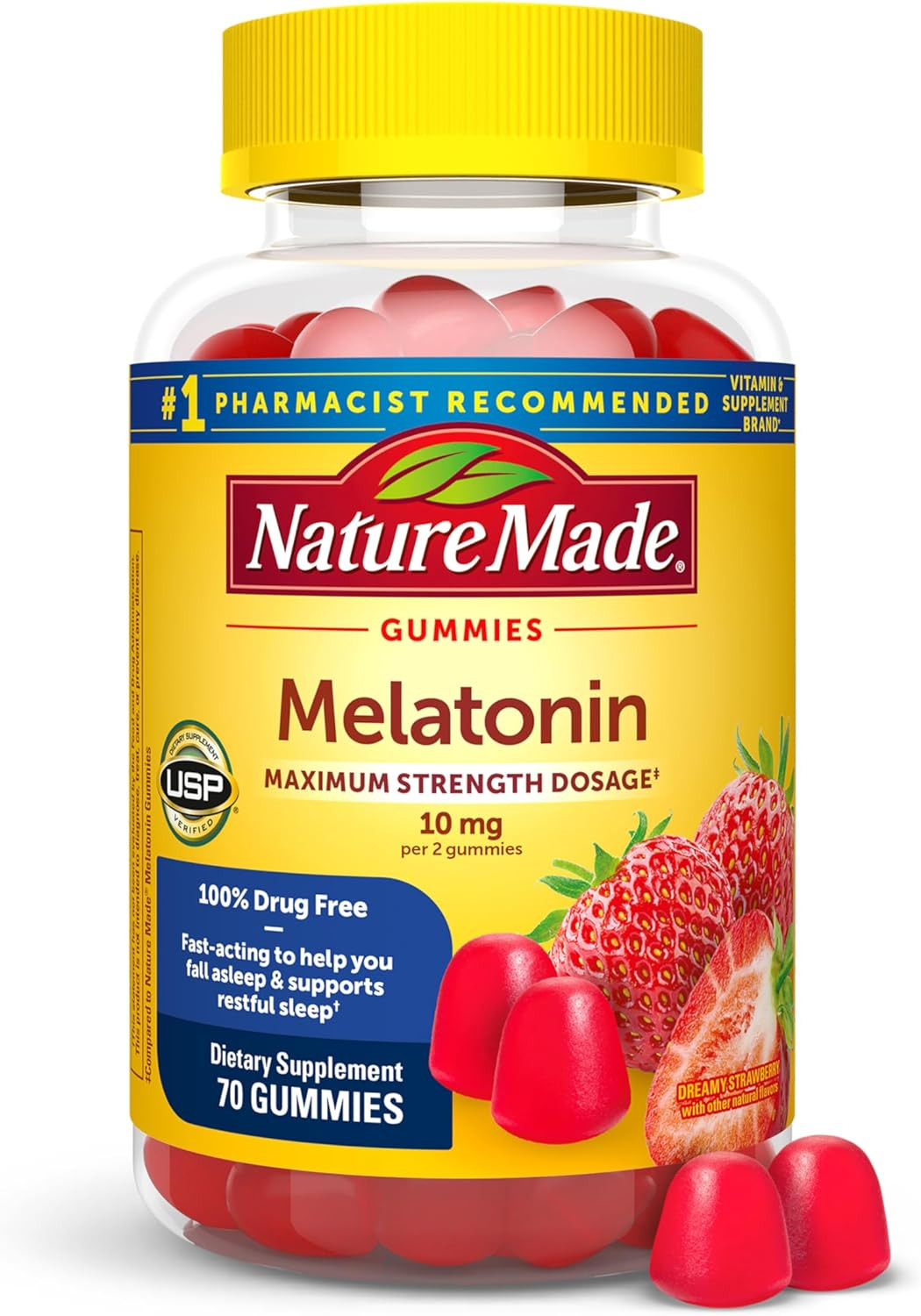 Nature Made Melatonin 10mg Gummies Max Strength Sleep Aid Adults 70 Count NEW