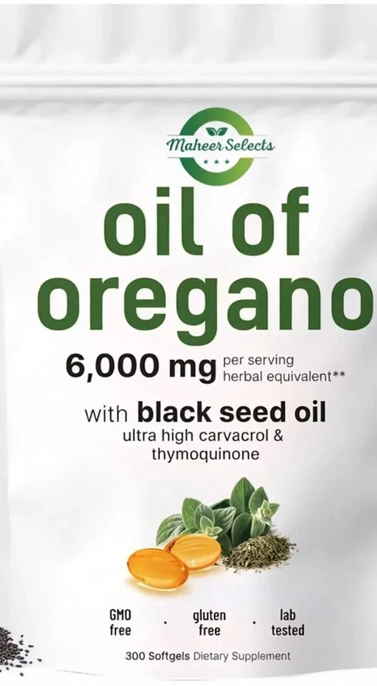 2 in 1 Oil of Oregano & Black Seed Softgels Count with Carvacrol,Immune Support