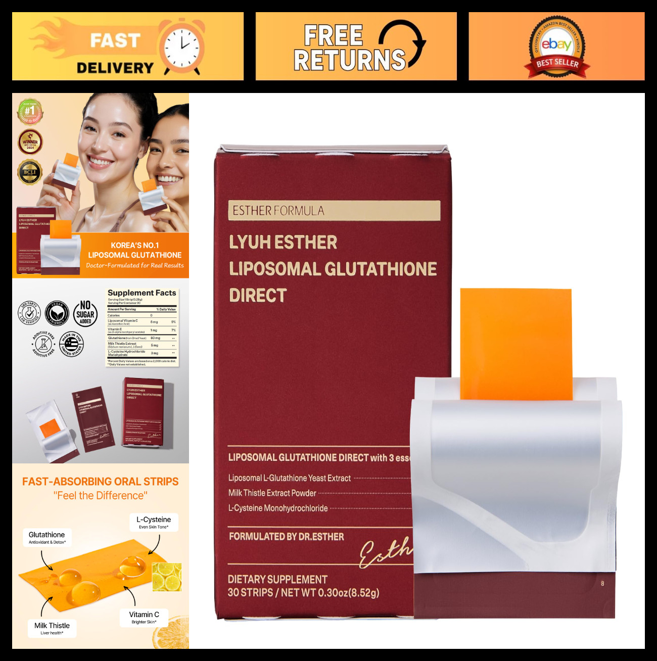 Liposomal Glutathione Strips 30 ct – Antioxidant Support, Skin Glow, Fast-Absorb