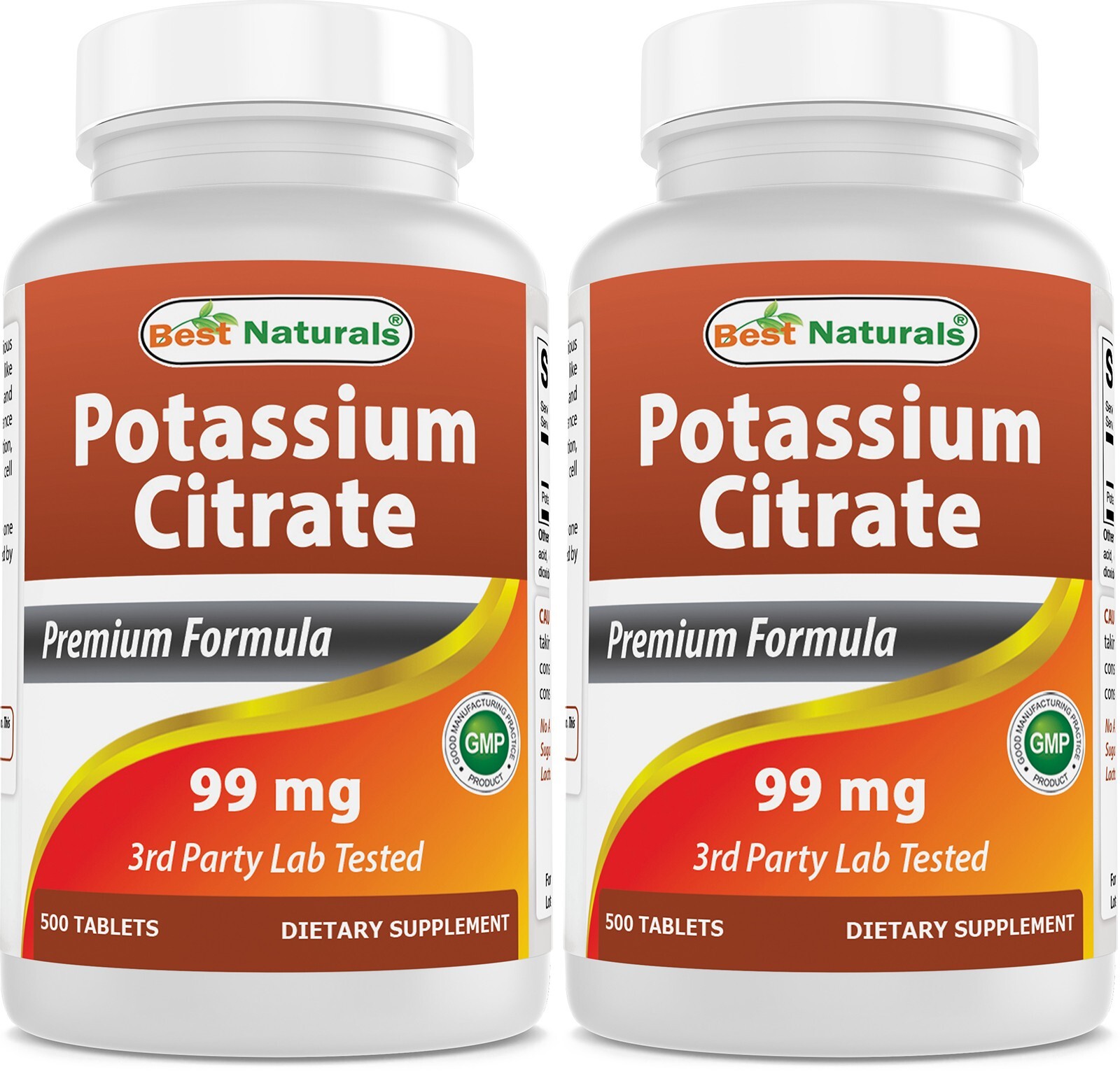2 Pack Best Naturals Potassium Citrate 99 mg 500 Tablets