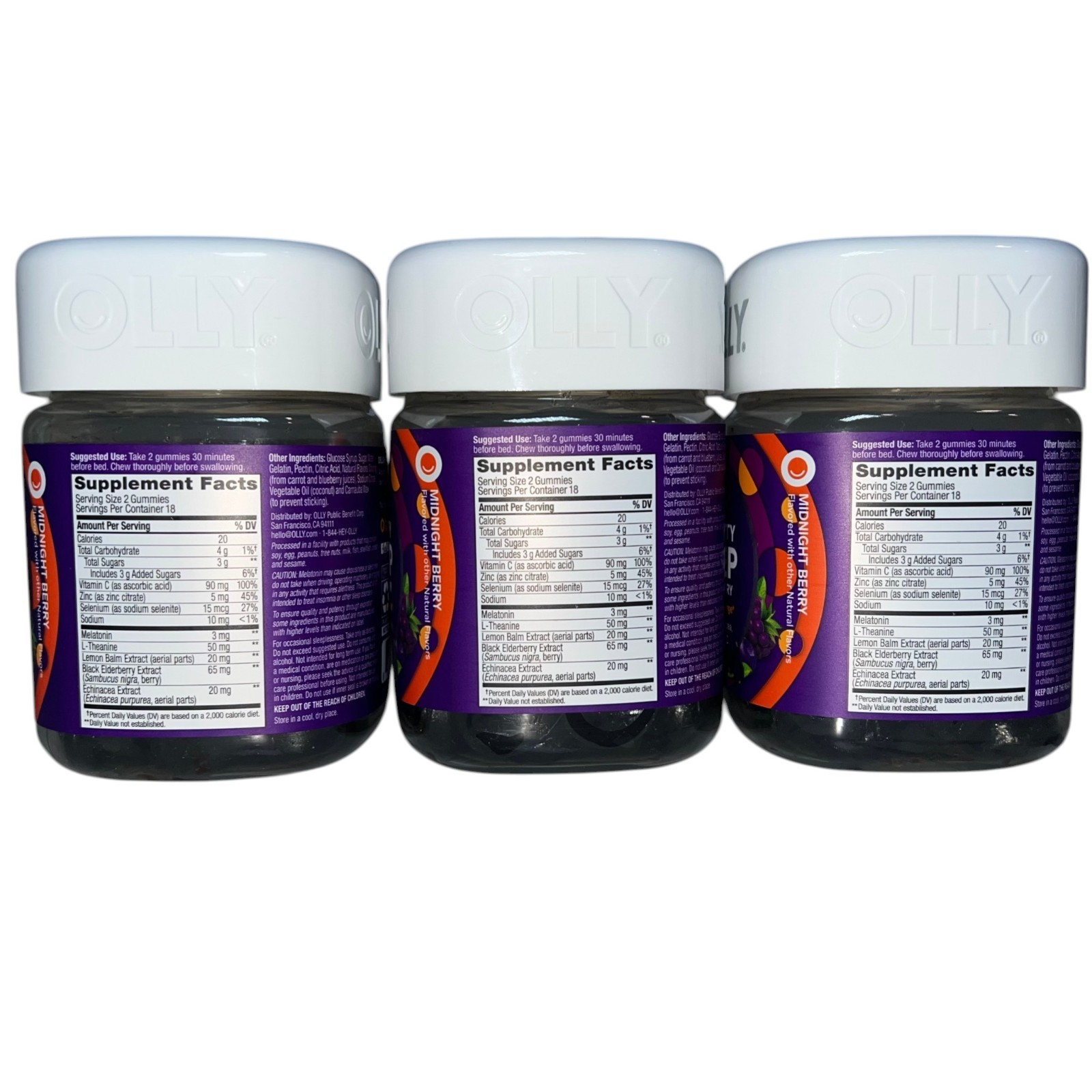 3x OLLY Immunity Sleep + Elderberry Gummies 36 Ct Rest Recharge Immune New