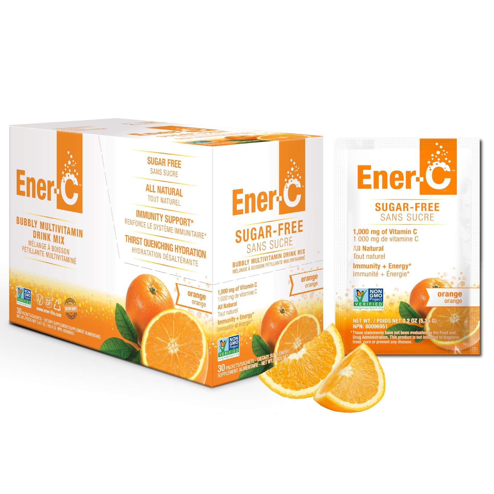 Ener-C Sugar Free Energy Orange Multivitamin Drink Mix Vitamin C 10… Fast Ship