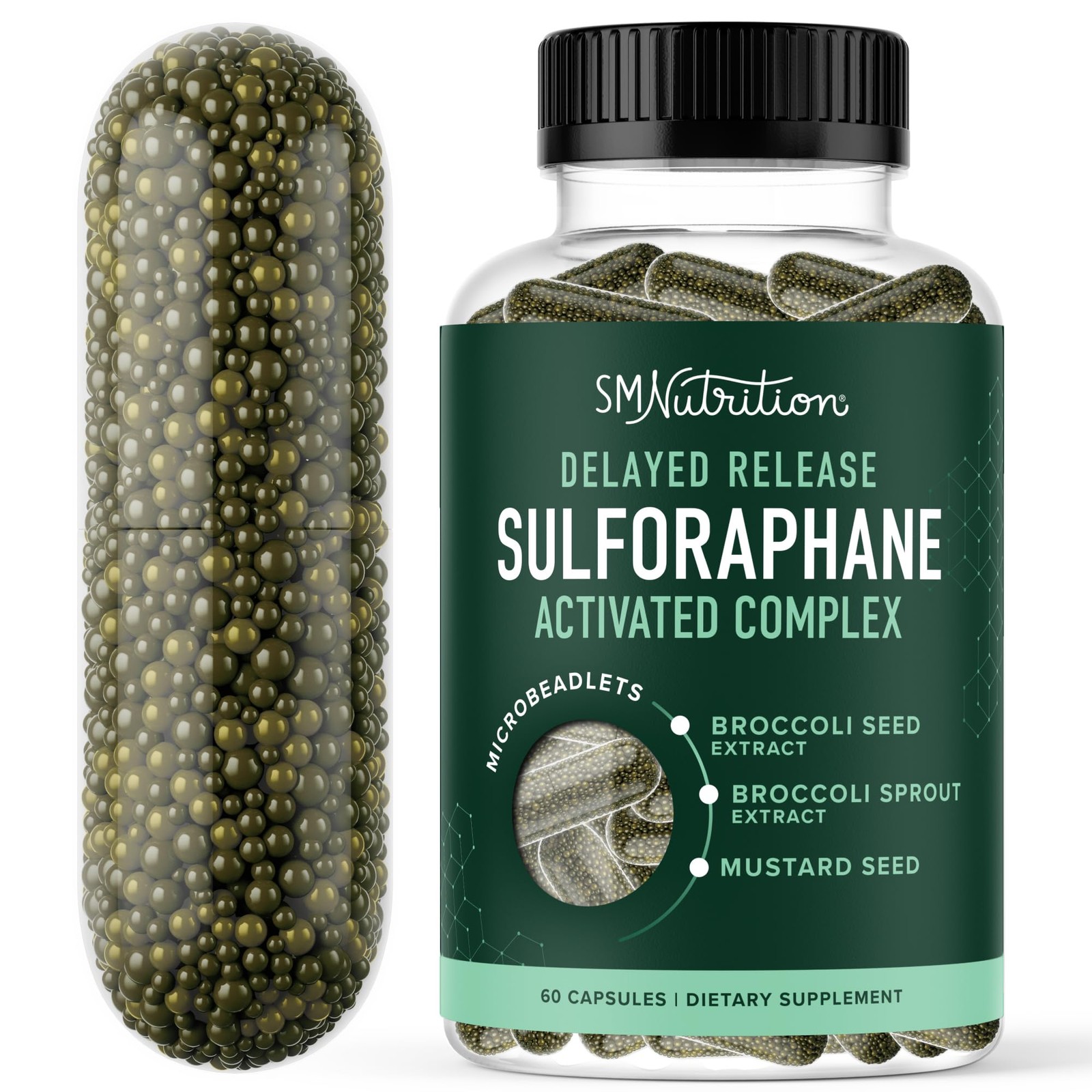 50MG Sulforaphane Supplement from Broccoli Sprouts NRF2 60 Count 60 Ct