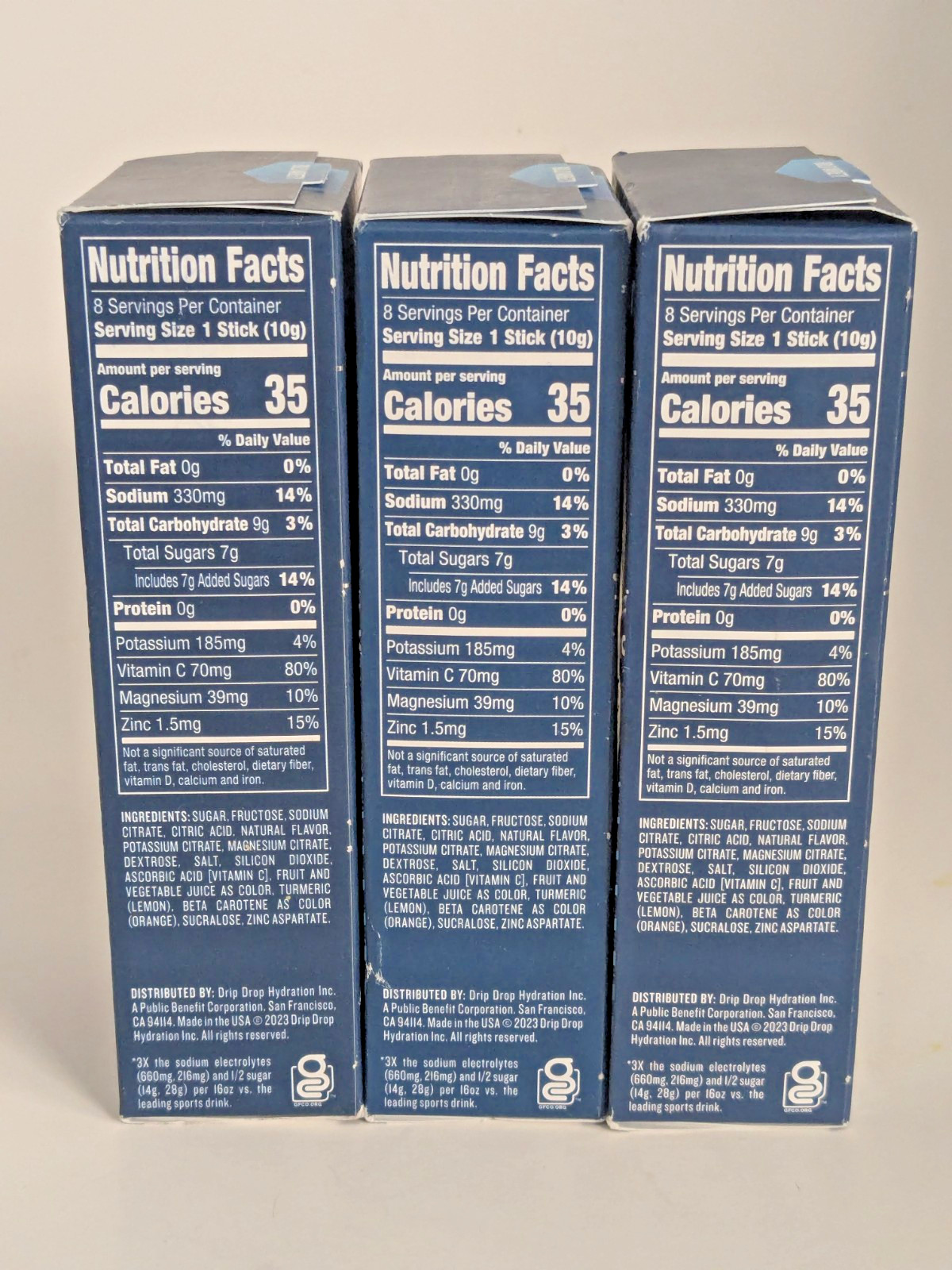 3 DripDrop Electrolyte Drink Mix Variety Pack 8 Count Each Exp 07/27