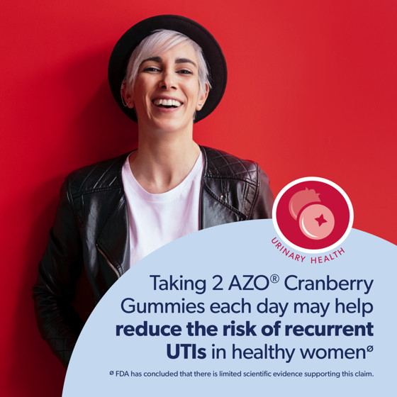 AZO Cranberry Urinary Tract Health Gummies Dietary Supplement 2 Gummies = Glass
