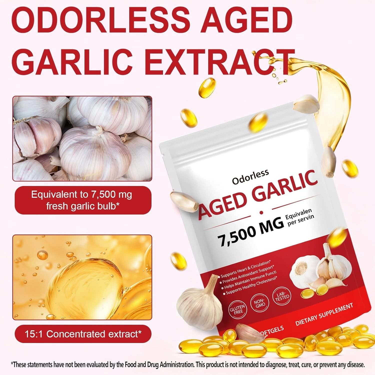 Aged Garlic Extract 7500mg Odorless 300 Softgels Made US 100% Authentic