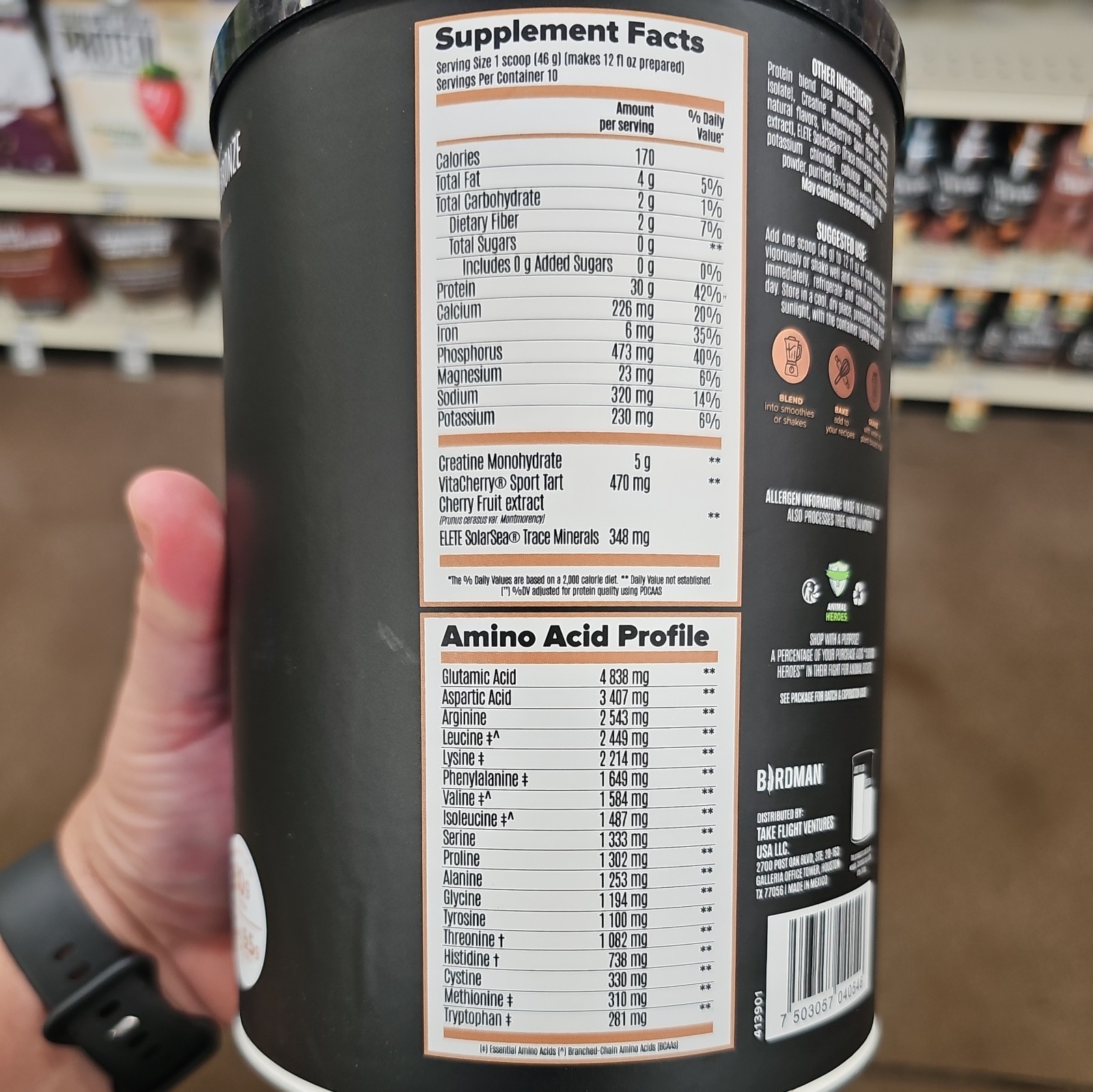 Birdman Falcon Performance Protein + creatine Powder Choco Bronze 16.2 oz.