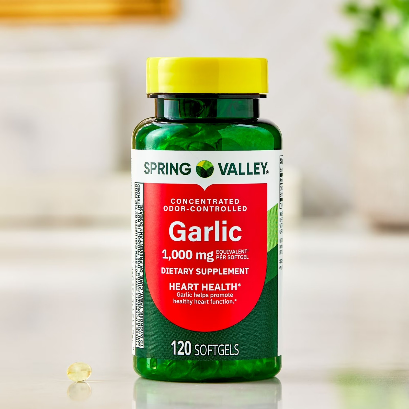 Spring Valley Odor-Controlled Garlic Softgels 1000mg 120 Count
