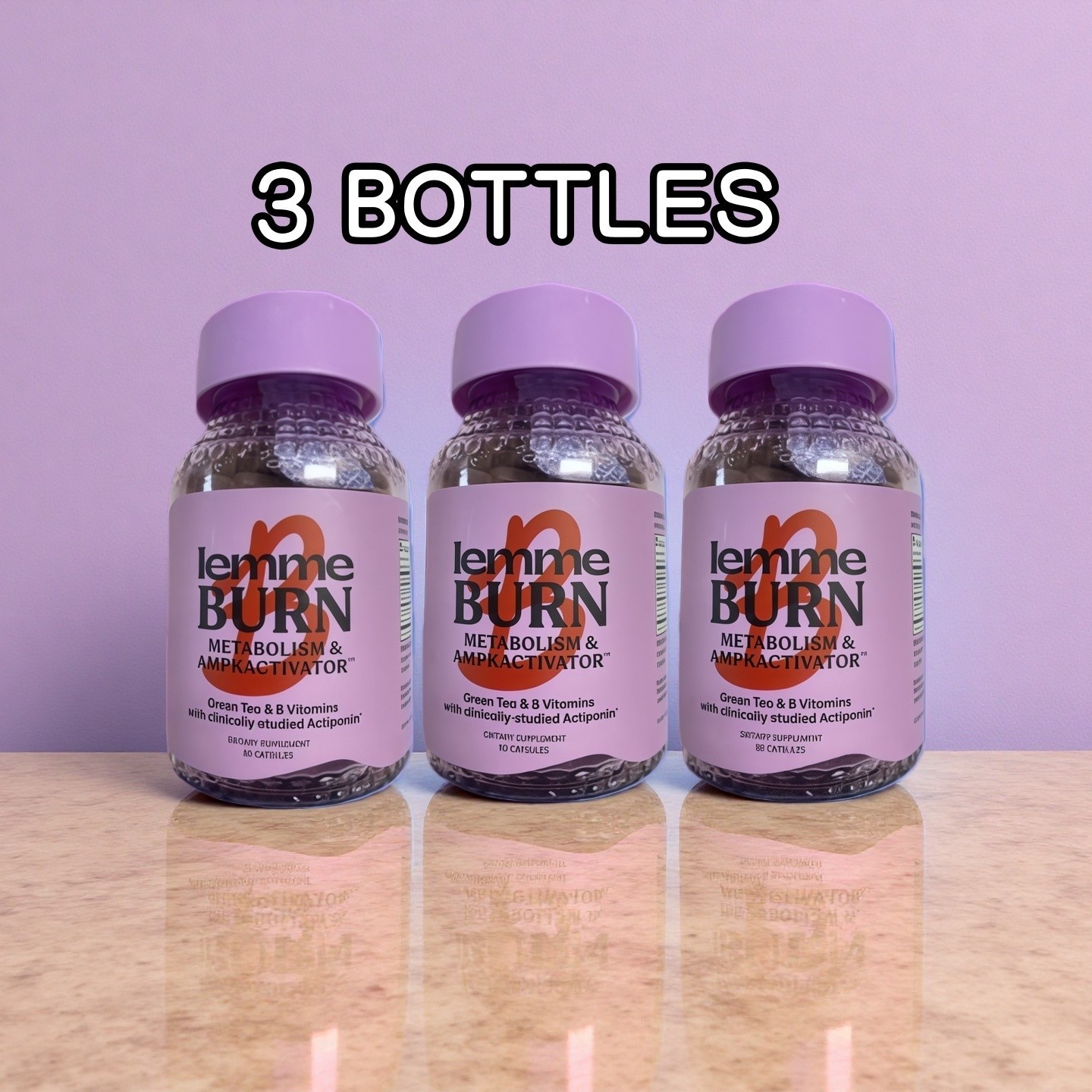3BOTTLES Lemme Burn Capsules | Supports Metabolism & Fat Burning for Adults,60ct