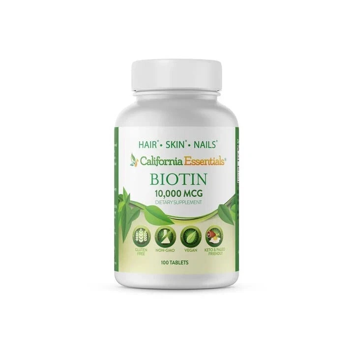 Biotin 10000mcg High Potency Vitamin B7 100 Tablets Hair Skin Nails Supplement
