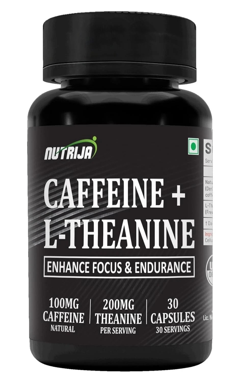 NutriJa Natural Caffeine 100MG Plus L-Theanine 200MG – 30 capsules F137