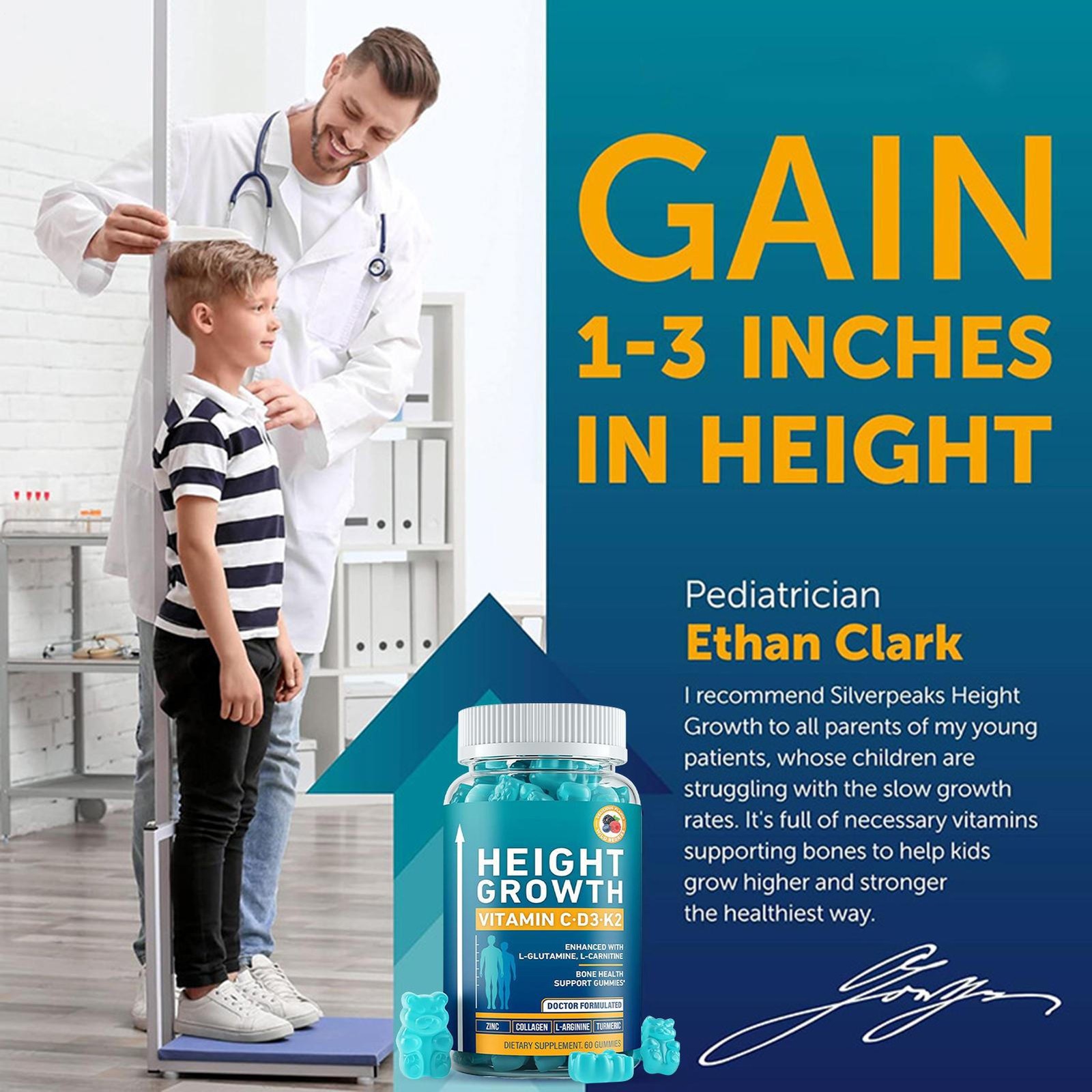 Height Growth Gummies & Kids for Teens – Growth Supporting 60 Vitamins, Count US