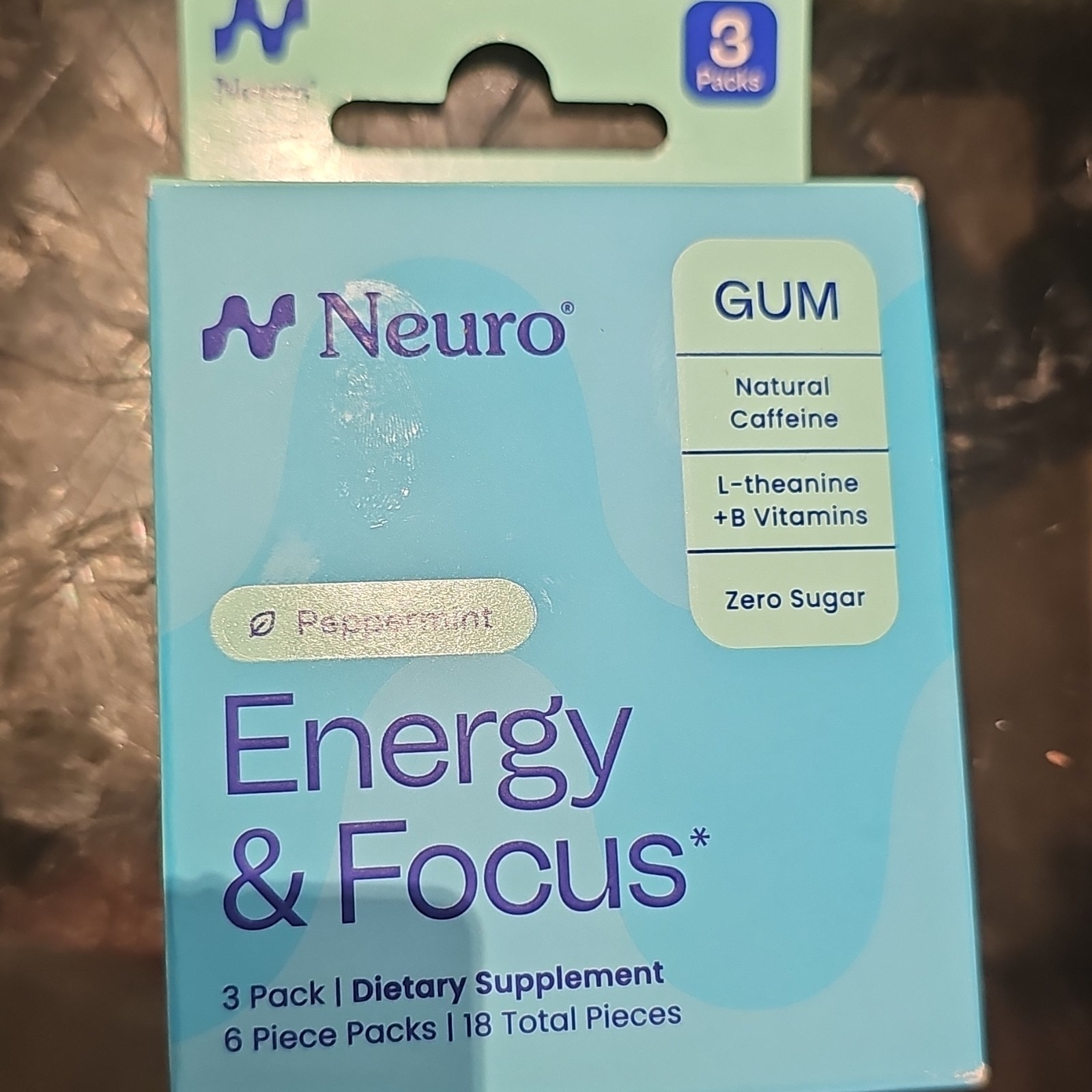 Neuro Energy & Focus Peppermint Zero Sugar Gum w/ Caffeine, 18 Pieces