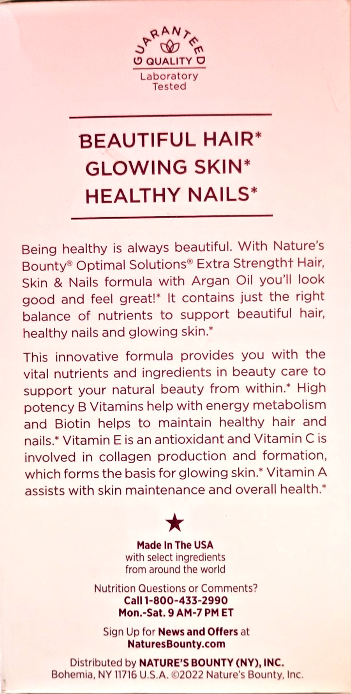 (4) Nature’s Bounty Optimal Solutions Hair Skin Nails Xtra Strength Biotin 150ea