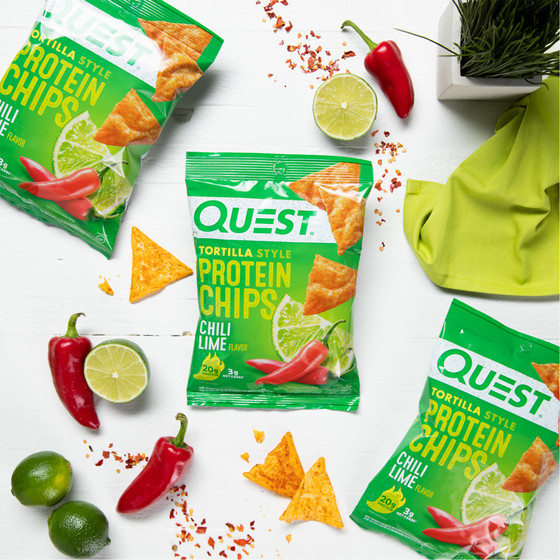 Quest Tortilla Style Protein Chips, Chili Lime, 1.1oz – 4 Count Bags