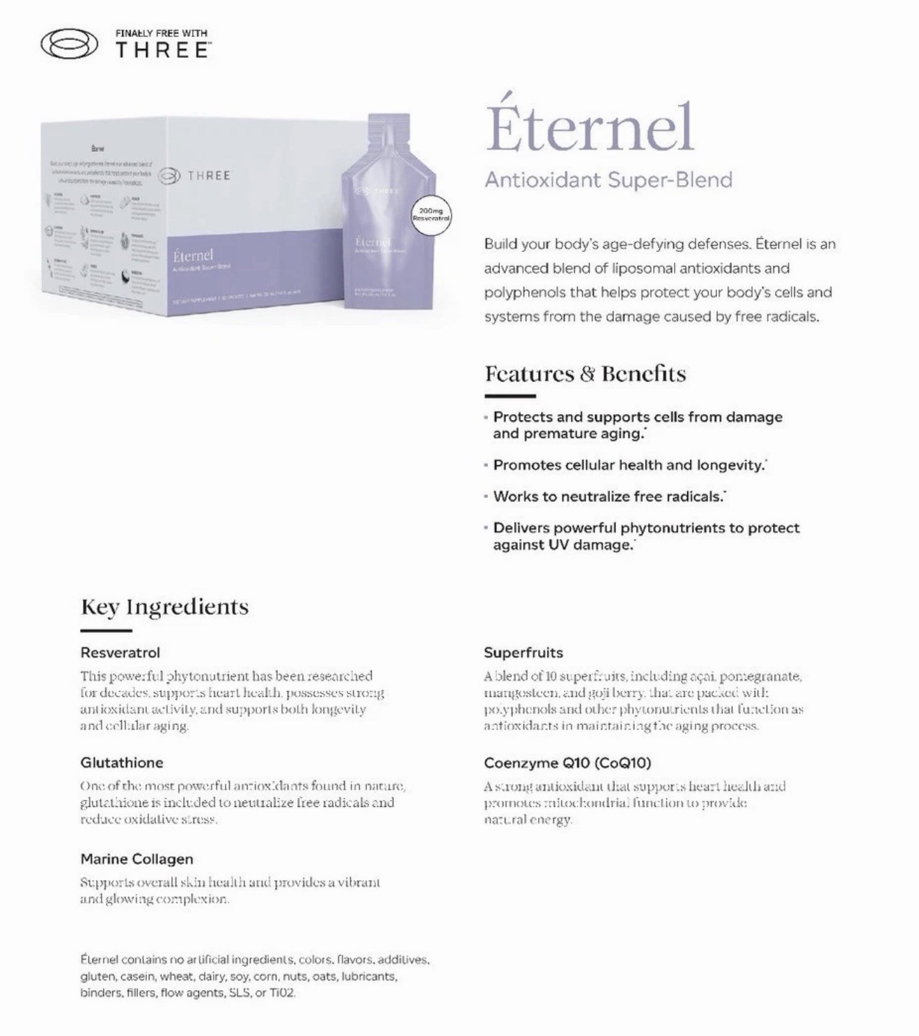 NEW iii Three Eternal Antioxidant Super Blend Dietary Supplement 30 Packet 9/26