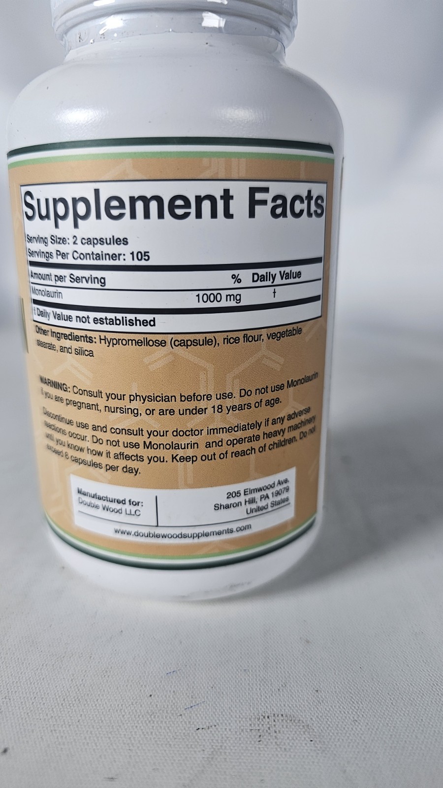 Monolaurin, 210 Capsules (1000 mg per Serving) Exp:03/2028