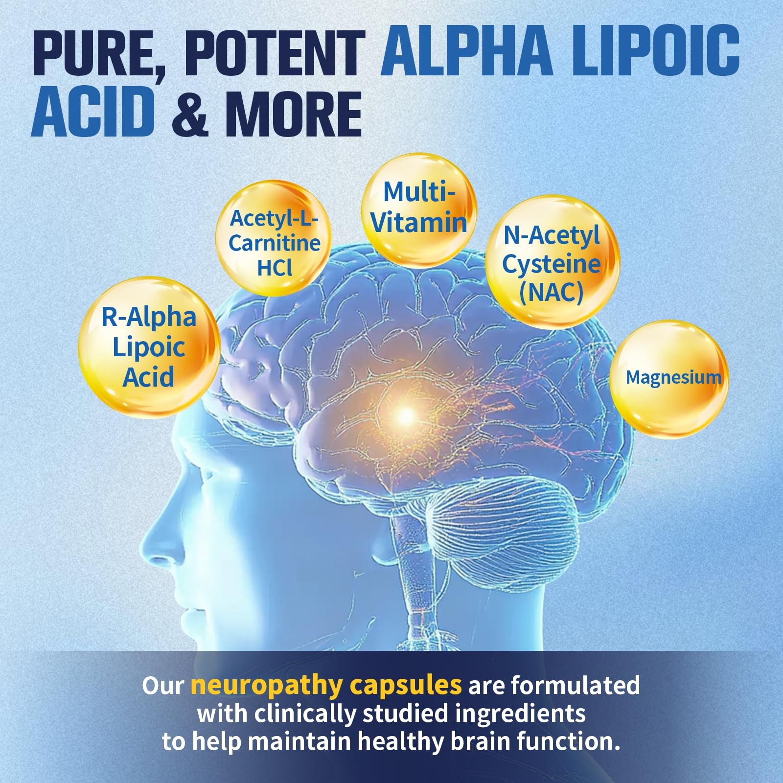 Nerve & Peripheral Neuropathy Support Supplement with 1200mg R-Alpha Lipoic