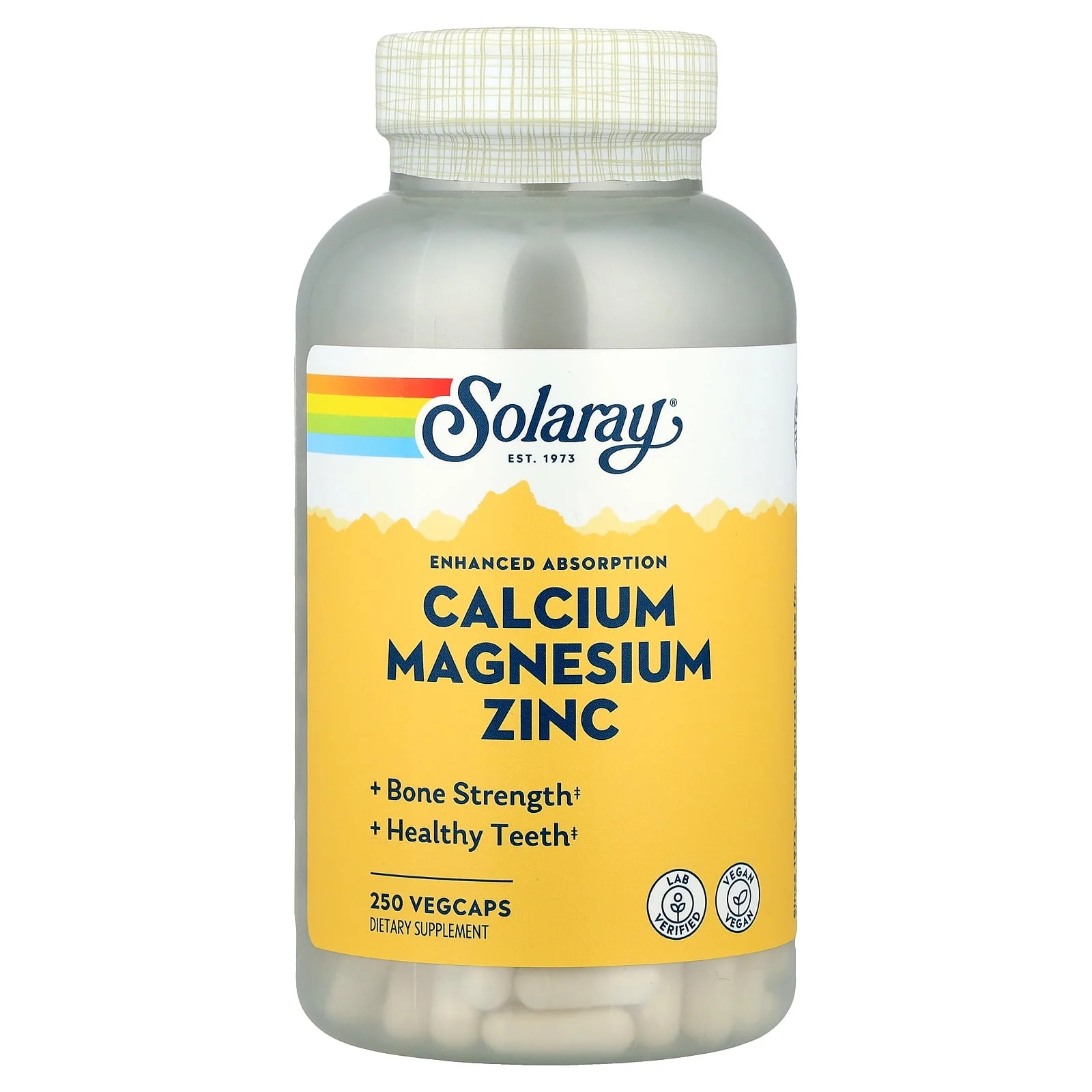 2 X Solaray, Calcium Magnesium Zinc, 250 VegCaps