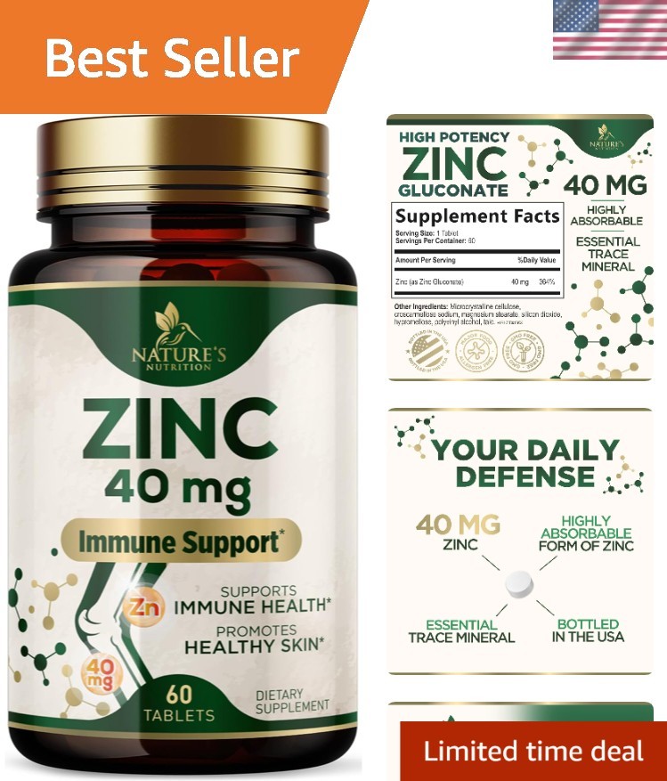 Zinc Supplements – High Potency Zinc 40mg Per Tablet – Best Zinc Supplement f…