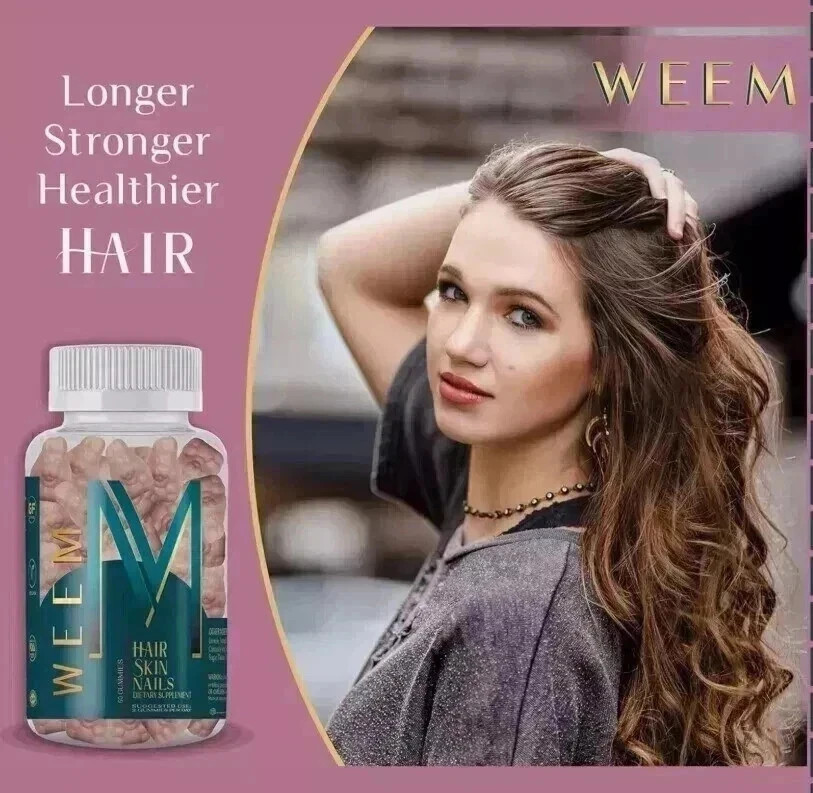 WEEM Hair Skin and Nails Gummies, Vegan biotin Vitamins, Healthy Hair- Pack of 3