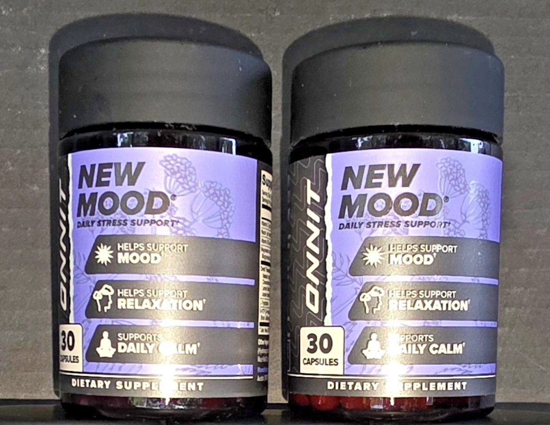 2-Onnit New Mood 30 Ct, Daily Calm Formula, Stress & Mood Support, Sealed, 08/26