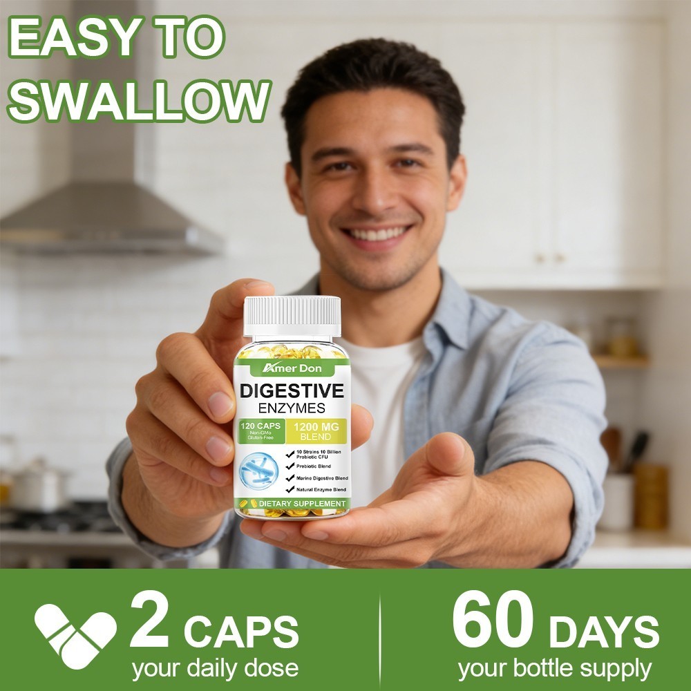 1200MG Digestive Enzymes Multi Enzymes Complex 120 Capsules with Probiotics CFU