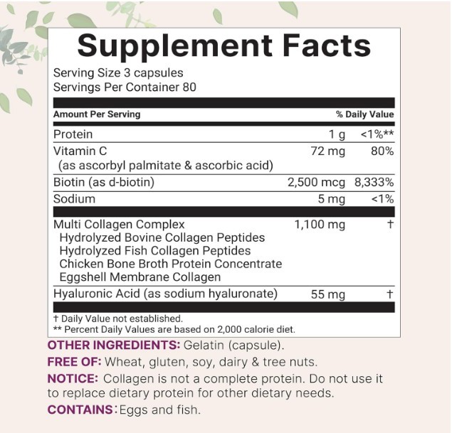 Micro Ingredients Multi Collagen Pills for Women & Men, 240 Capsules–