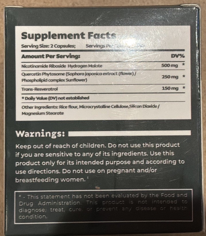 (4)bx Reus Research NAD+ Nicotinamide Riboside Resveratrol Anti-Aging Supplement