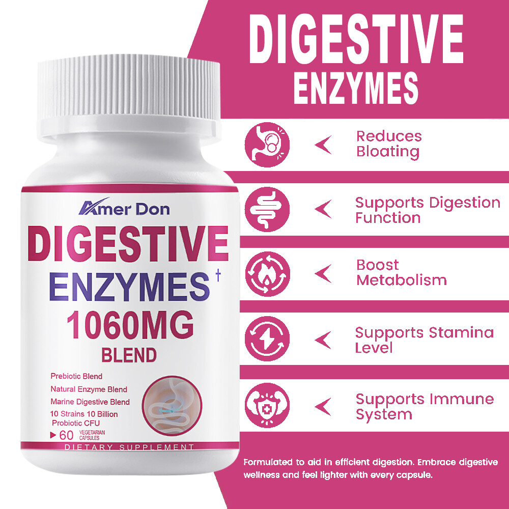 Digestive Enzymes Probiotics & Bromelain 60Pcs Constipation Bloating Gut Relief