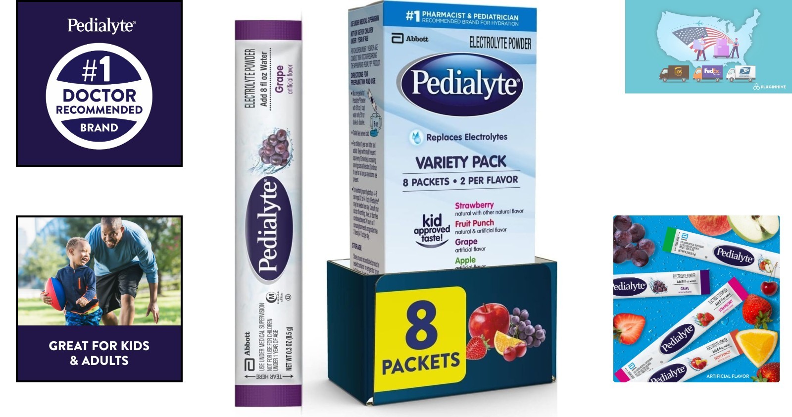 Doctor-Recommended Hydration Drink – 8 Pack Electrolyte Powder Variety Flavors