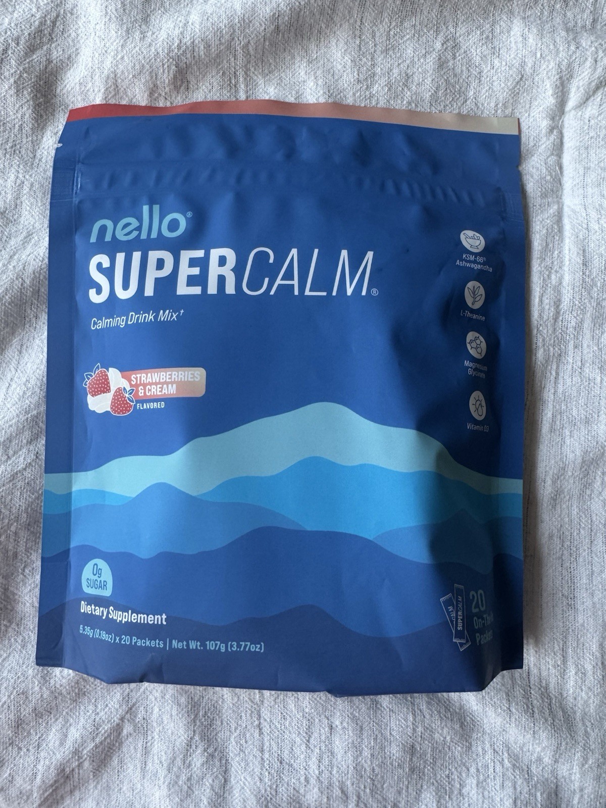Nello SuperCalm Drink Mix Strawberries & Cream 20 Packets NEW Sealed EXP 01/2027
