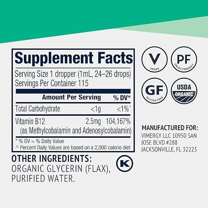 🔥SEALED Vimergy Liquid B12 Supplement – 115mL – FULL SIZE – Expires Oct 2026🔥
