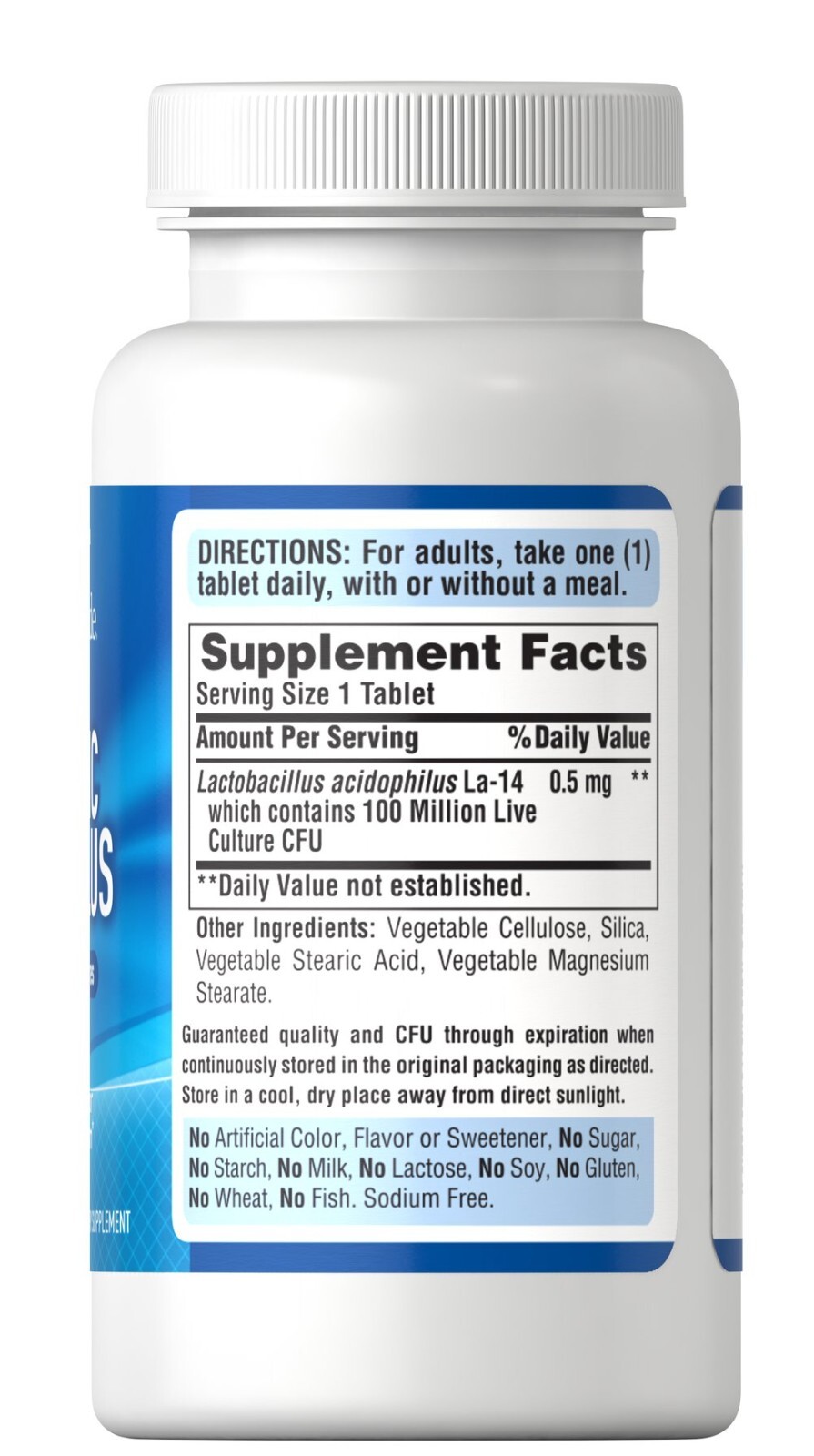 Puritan’s Pride Probiotic Acidophilus 100 caps/Tabs – 100 Million Cultures