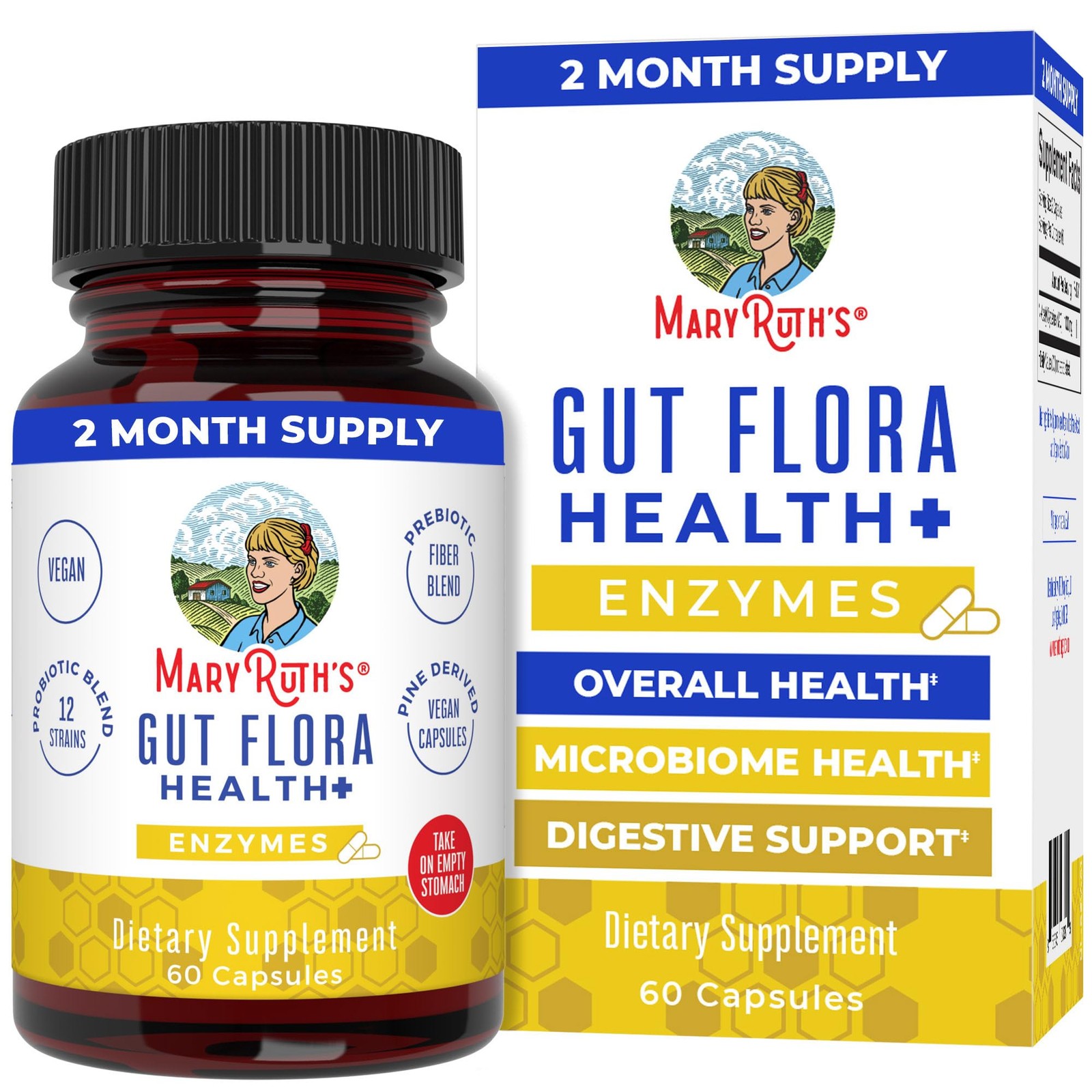 MaryRuth Organics Gut Flora Health+ Enzymes | Up to 2 Month Supply | Prebioti…