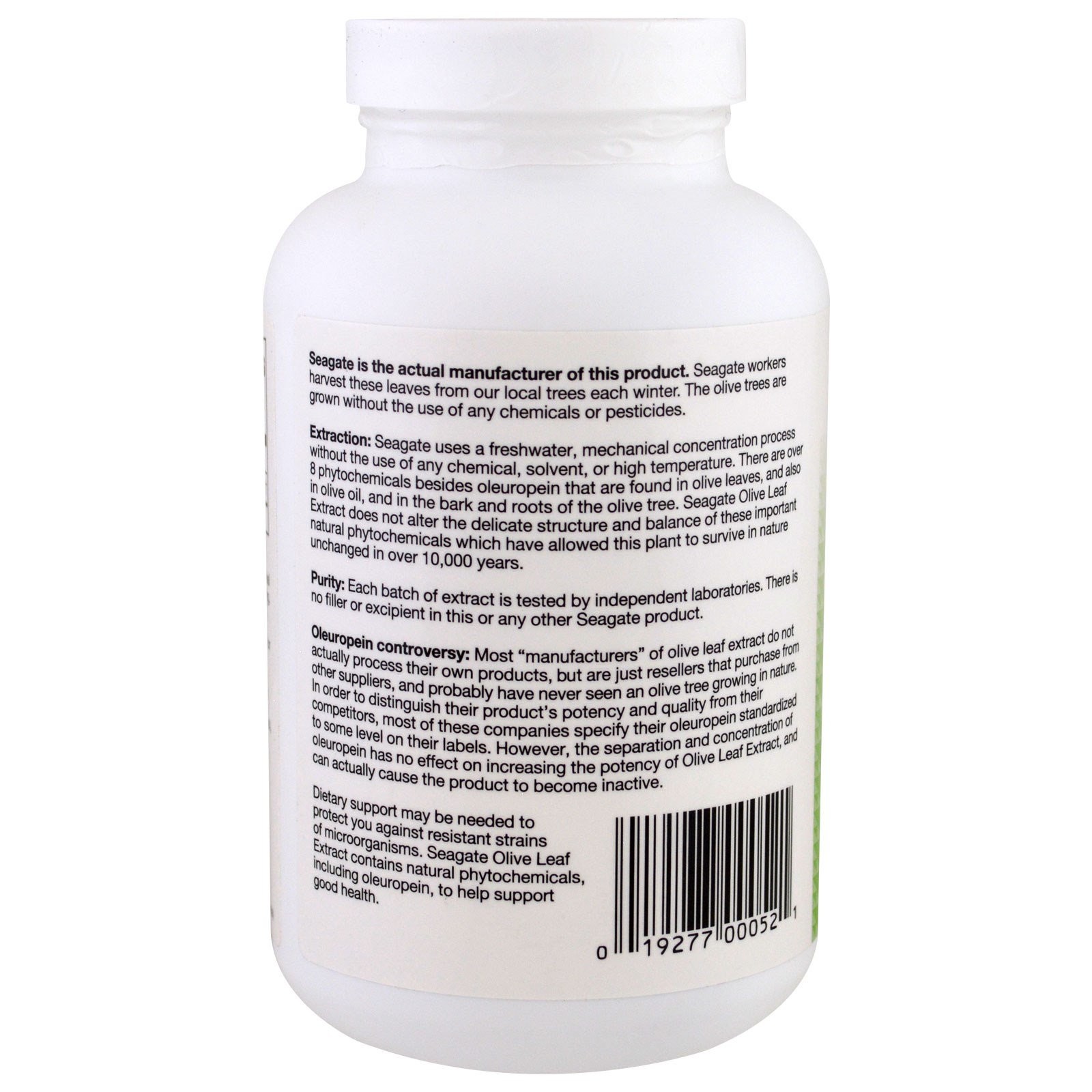 Seagate Olive Leaf Extract 450 mg 250 Veggie Caps Chemical-Free