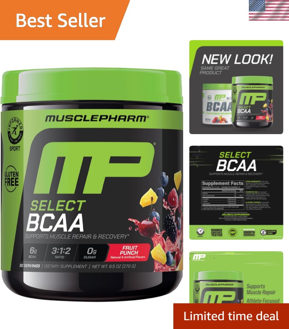 Muscle Recovery BCAA Drink – Fruit Punch Flavor, 9.1 oz Tub, Trusted by Athletes