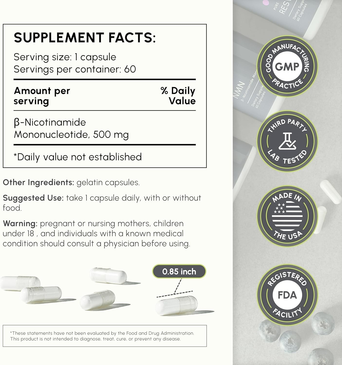partiQlar Supplement 500mg – High Purity – 60 Capsules