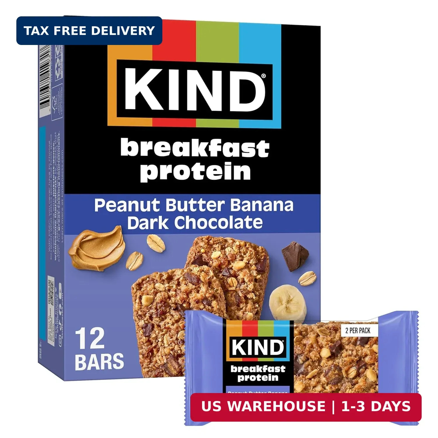 KIND Breakfast Protein Bars, Peanut Butter Banana Dark Chocolate, Gluten Free, L